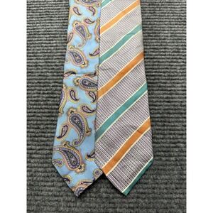 Mark Pendleton Silk Tie Lot of‎ 2 Mens Blue Paisley Striped Made in USA Neckties